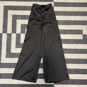 Black Wide Leg High Waist Silk Suit Pants/Trousers NWOT